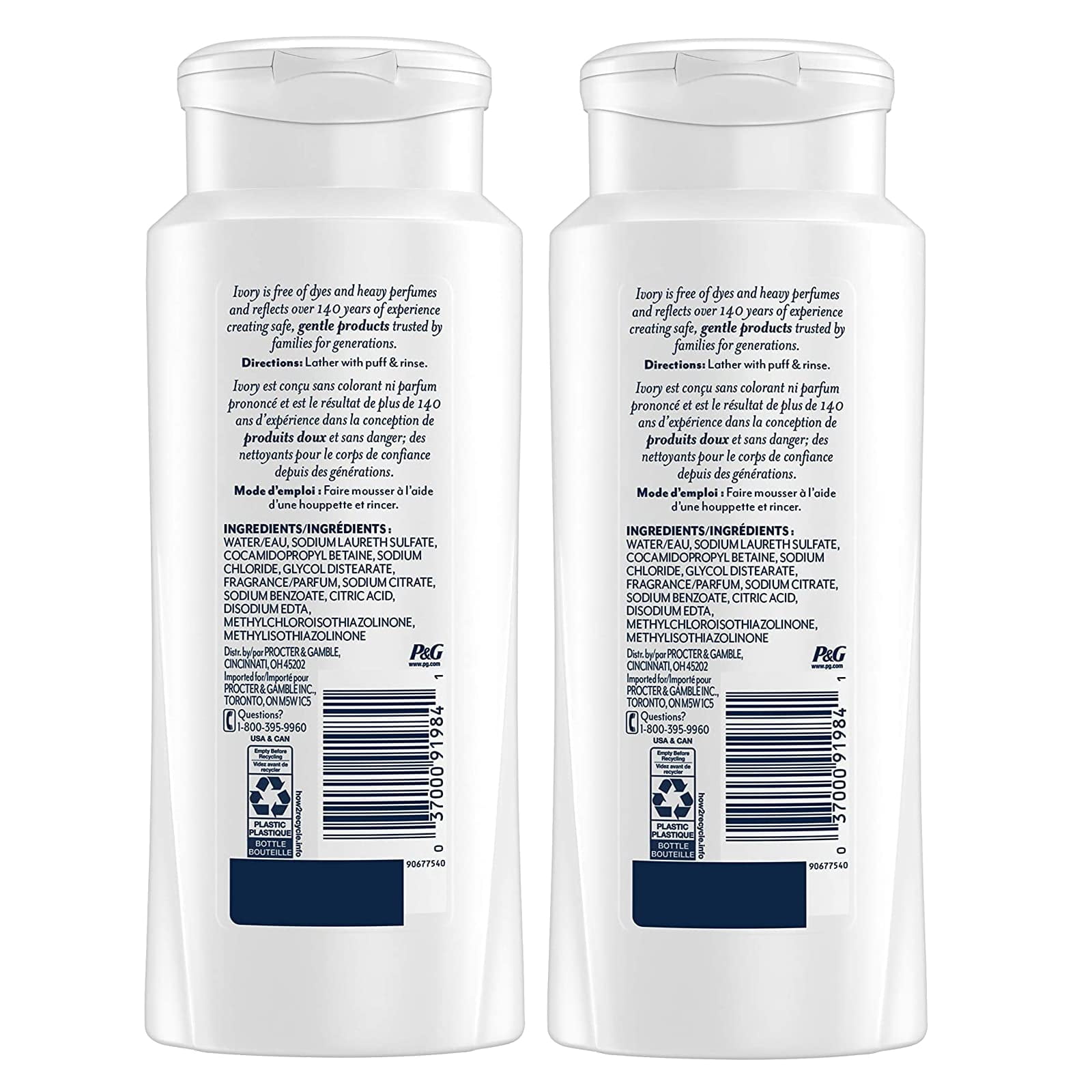 Ivory Scented Body Wash, Aloe 21 oz (Pack of 2)