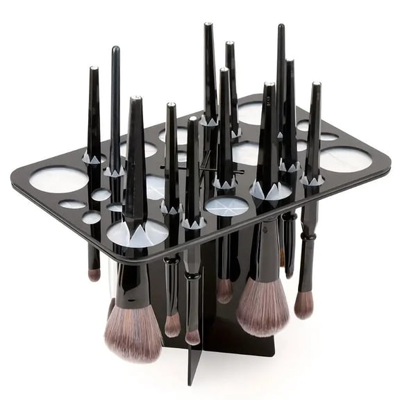 Acrylic Makeup Brush Drying Rack, 28 Slot Foldable Holder for Cleaning and Organizing Brushes