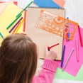 thumbnail image 2 of Cute Stationary 2 Pcs Geometric Drawings Templates Multi Shaped Drafting Stencils Plastic Measuring Templates Rulers Clear Drawing Triangle Tool Protractor Set for Studying Designing Office Supplies, 2 of 8
