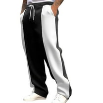 Elvqul Sweatpants for Men with Pockets Straight Leg Black Joggers Elastic Waisted Casual Mens Pants