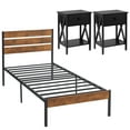 thumbnail image 6 of VECELO 3-piece Bedroom Set, Metal & Wood Platform Bed with Set of 2 Nightstand, Twin Size, 6 of 10