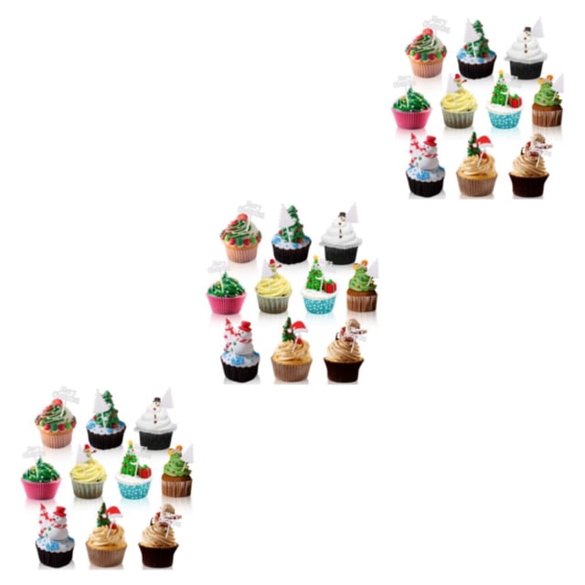 maskred 10pack/lot Christmas Classic Pattern Dessert Fork Festive Ambience For Cake Toothpicks Decorations 3Set