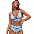 thumbnail image 4 of Women'S Sporty Two Piece Swimsuits Color Block Cheeky High Cut Bathing Suits Color M, 4 of 10