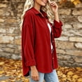 thumbnail image 5 of CHGBMOK Women Oversized Corduroy Shacket Casual Long Sleeve Lapel Button Down Shirt Jacket Solid Color Blouse Tops, 5 of 6