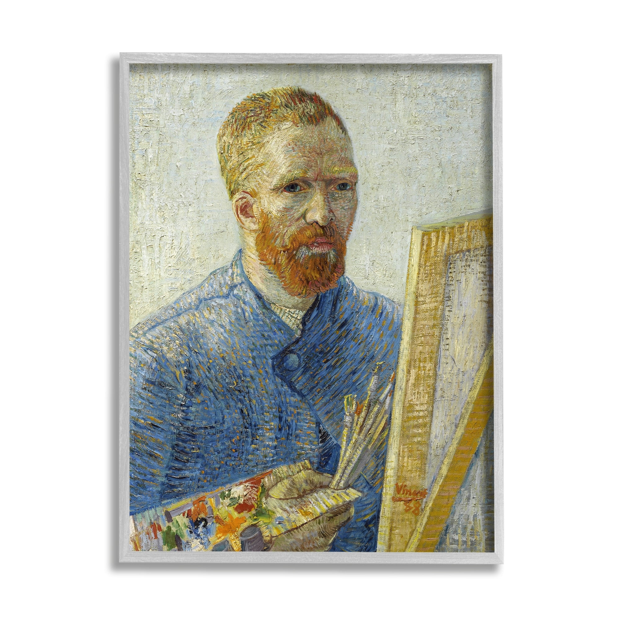 Stupell Industries Zeegezicht als Schilder van Gogh Painting Self-Portrait Painting Painting Gray Framed Art Print Wall Art, Design by one1000paintings