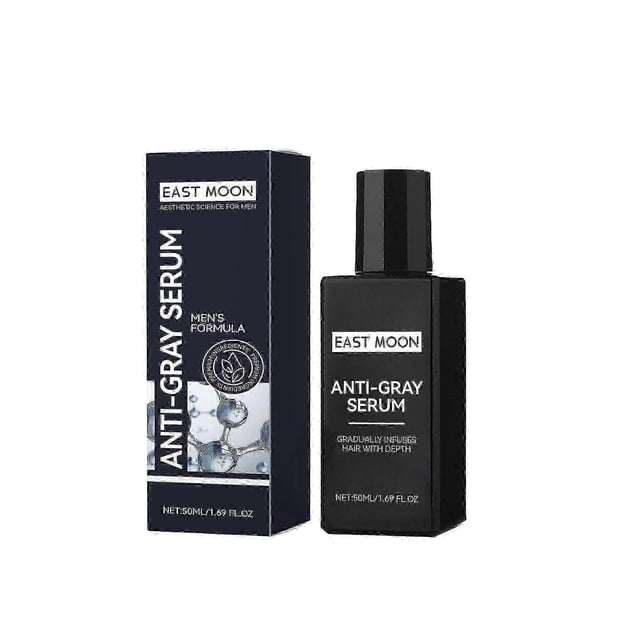 Anti-Gray Serum for Men Gradually Reduces Gray Hair on Head & Beard Without Dye Natural Gray Reduction with Vitamin A, Melitane & Allantoin
