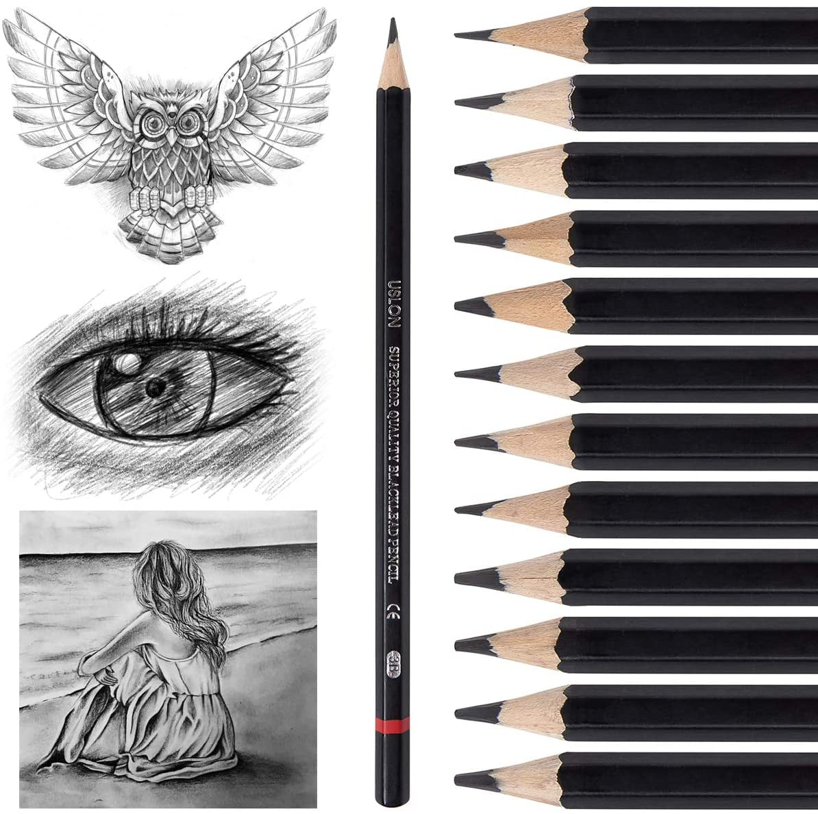 Tamata Professional Drawing Sketching Pencil Set - 12 Pieces Art Drawing Graphite Pencils(12B - 4H), Ideal for Drawing Art, Sketching, Shading, for