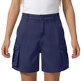 thumbnail image 6 of ZOYOEN Girls Cargo Shorts with Button- Elastic Waist Casual Multiple Pockets Baggy Kids Hiking Shorts Navy Size 12, 6 of 7