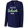 thumbnail image 2 of Women's G-III 4Her by Carl Banks College Navy Seattle Seahawks Post Season Long Sleeve V-Neck T-Shirt, 2 of 3