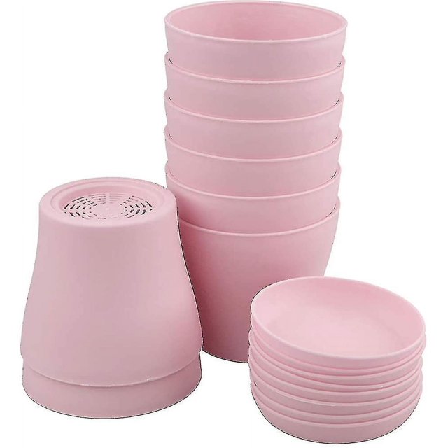 8pcs 4" macetas pequeñas rosadas macetas de plástico macetas de plantas de interior para oficina
