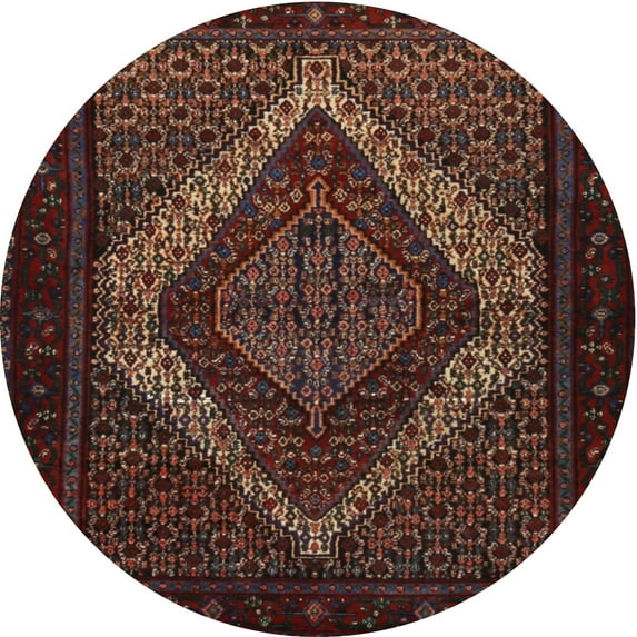 Ahgly Company Machine Washable Indoor Round Traditional Sepia Brown Area Rugs, 4' Round