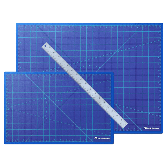 18x24 and 11.5x17 Cutting Mat Set with 18" Straight Edge - Rotary Craft Mat for Quilting, Sewing, Scrapbooking, and Arts & Crafts; Includes Straight Edge