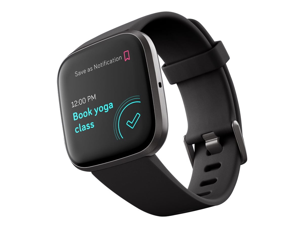 Fitbit Versa 2 - Carbon - smart watch with band - silicone - black - Wi-Fi, NFC, Bluetooth - 1.