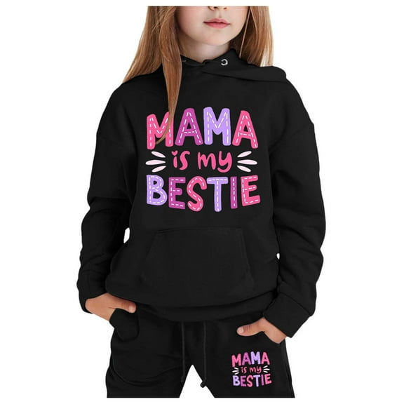 Girls Outfit Sets Toddler Boy Girl Long Sleeve Cute Print Warm Hoodie Sweatpant Kids Outfits Sweat Suit,2-13Y