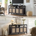 thumbnail image 4 of SICOTAS 2-Piece TV Stand Set, Tall TV Cabinets for TVs Up to 65", Boho Rattan Doors, Adjustable Shelves, Open Storage, Black Oak, 4 of 9