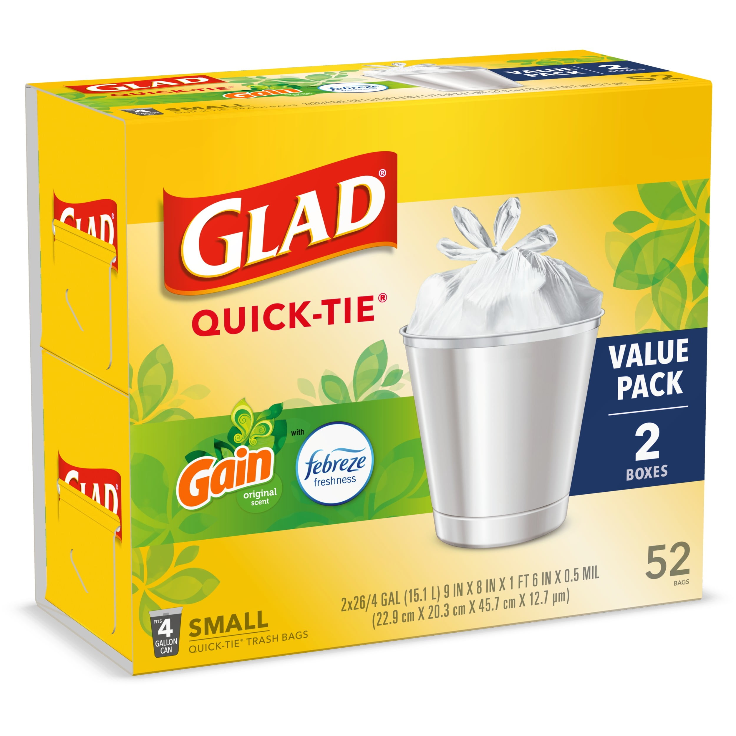 Glad 4 Gal. White Fresh Clean OdorShield Quick-Tie Small Trash Bags  (26-Count) 1258778812 - The Home Depot