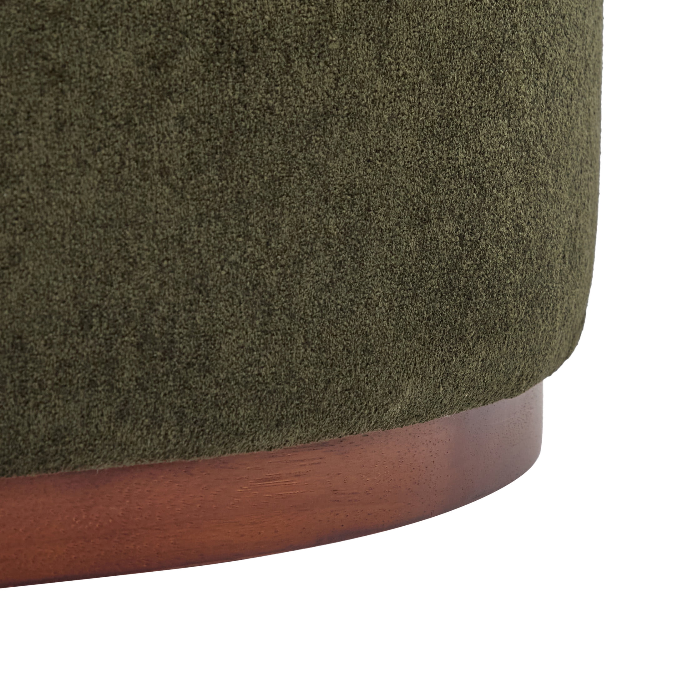 Christopher Knight Home 28.7" Classic Round Storage Ottoman with Chenille Upholstery, Wooden Base, Olive Green