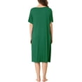 thumbnail image 3 of INSPIRE CHIC Women's Nightgown Button Down Soft Modal Short Sleeve Pajama Sleepshirts L Green, 3 of 6