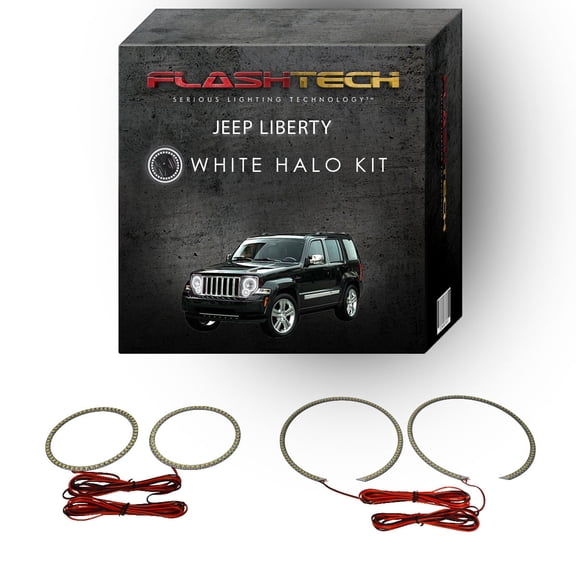 Flashtech LED Exterior Decorative Lights fits Jeep Liberty Headlight White Bright Output, 4 Pieces