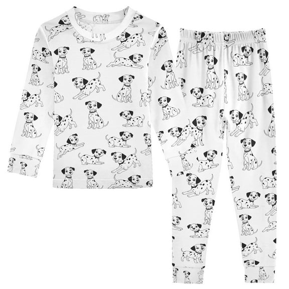 joogoo Dalmatian Cute Pattern 2 Piece Long Sleeve Tee and Pants Cotton Pajama Set 5Y