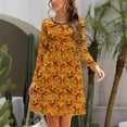 thumbnail image 3 of Fall Dresses for Women 2024, Halloween Pumpkins Fun Womens Fall Dresses Long Sleeve Casual Tie Waist Clothes, Womens Fall Fashion 2024 Midi  Dresses Outfits with Pocket, 3 of 6