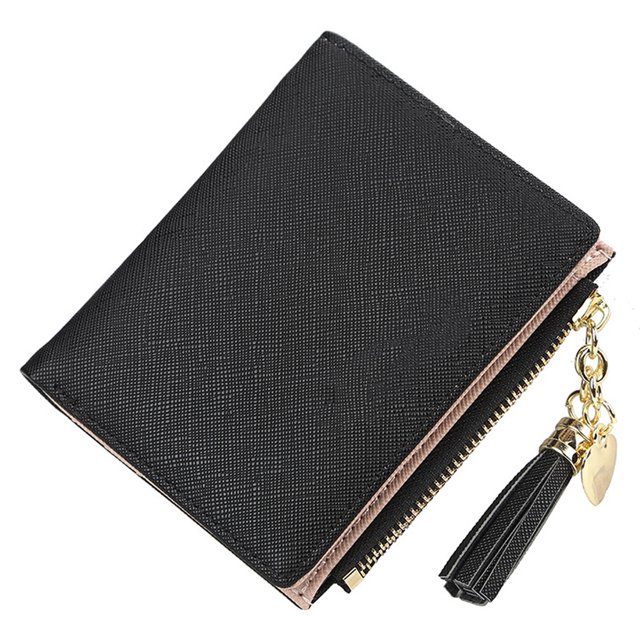 Bolso de mujer corto con hebilla multitarjeta, monedero con flecos cruzados y cremallera, bolso de mujer