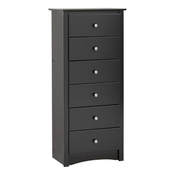 Pemberly Row 6 Drawers Composite Wood Bedroom Chest in Black