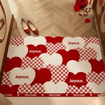 AuroraX Valentines Day Doormat 16" x 24" Red & Pink Non-Slip Backing Dirt-Resistant Outdoor Rug Love Entryway Decorations for Home Party Anniversary Indoor Outdoor Valentine'S Day Gifts for Couple