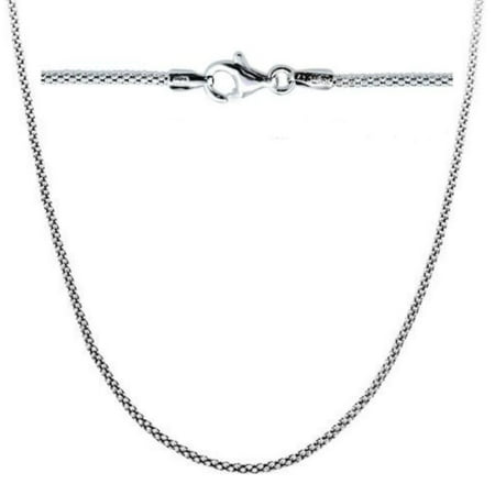 18' Silver Chain Necklace - Sterling Silver Popcorn Chain Necklace 18 inch Rhodium Plated