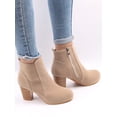 thumbnail image 1 of Elegant Classic Boots For Women, Faux Suede Zipper Side Chunky Heeled Fashion Boots, 1 of 4