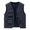 thumbnail image 2 of Yaoyar Men's Utility Cargo Vest Outdoor Fishing Travel Work Photo Vest with Pockets Solid Vest Coat Stand Collar Sleeveless Hoodless Jacket Tank Tops Dark Blue L, 2 of 5