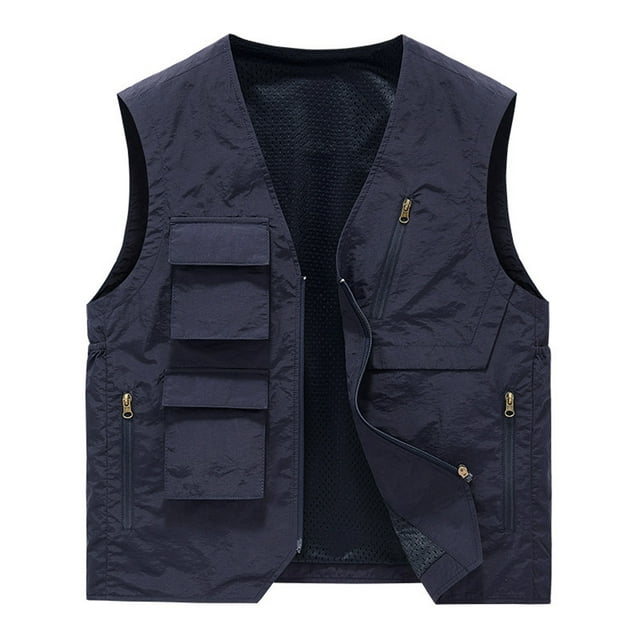 Chaleco de Carga Para Hombres, Ropa de Trabajo, Abrigo Sólido, Cuello Levantado, Sin Mangas, Chaqueta Sin Capucha, Camisetas Sin Mangas Odeerbi ODB175877