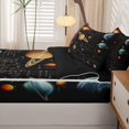 thumbnail image 5 of Manfei Vintage Planets Zipper Twin Comforter Sets with Fitted Sheet and 2 Pillowcases,Celestial Math Notes Print Zipper Bedding Set,Black Brown,Black Reversible,4pcs, 5 of 8