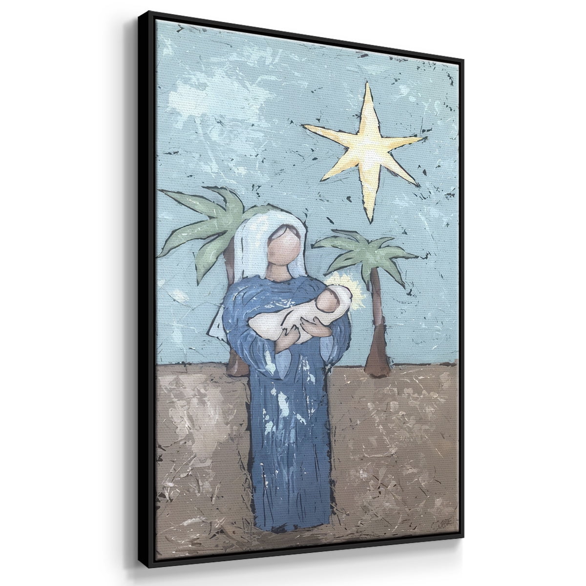 A Silent Night II - Framed Gallery Wrapped Holiday Canvas - 27 x 41 - Black Frame