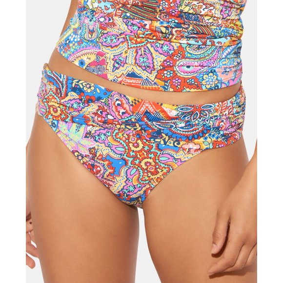 Bleu by Rod Beattie Printed Ruched Hipster Bikini Bottoms, MULTI/COLOR, 10