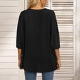 thumbnail image 4 of Women's V Neck Chiffon Blouses Batwing Short Sleeve Boho Embroidered Summer Casual Oversized Tops Shirts, 4 of 8