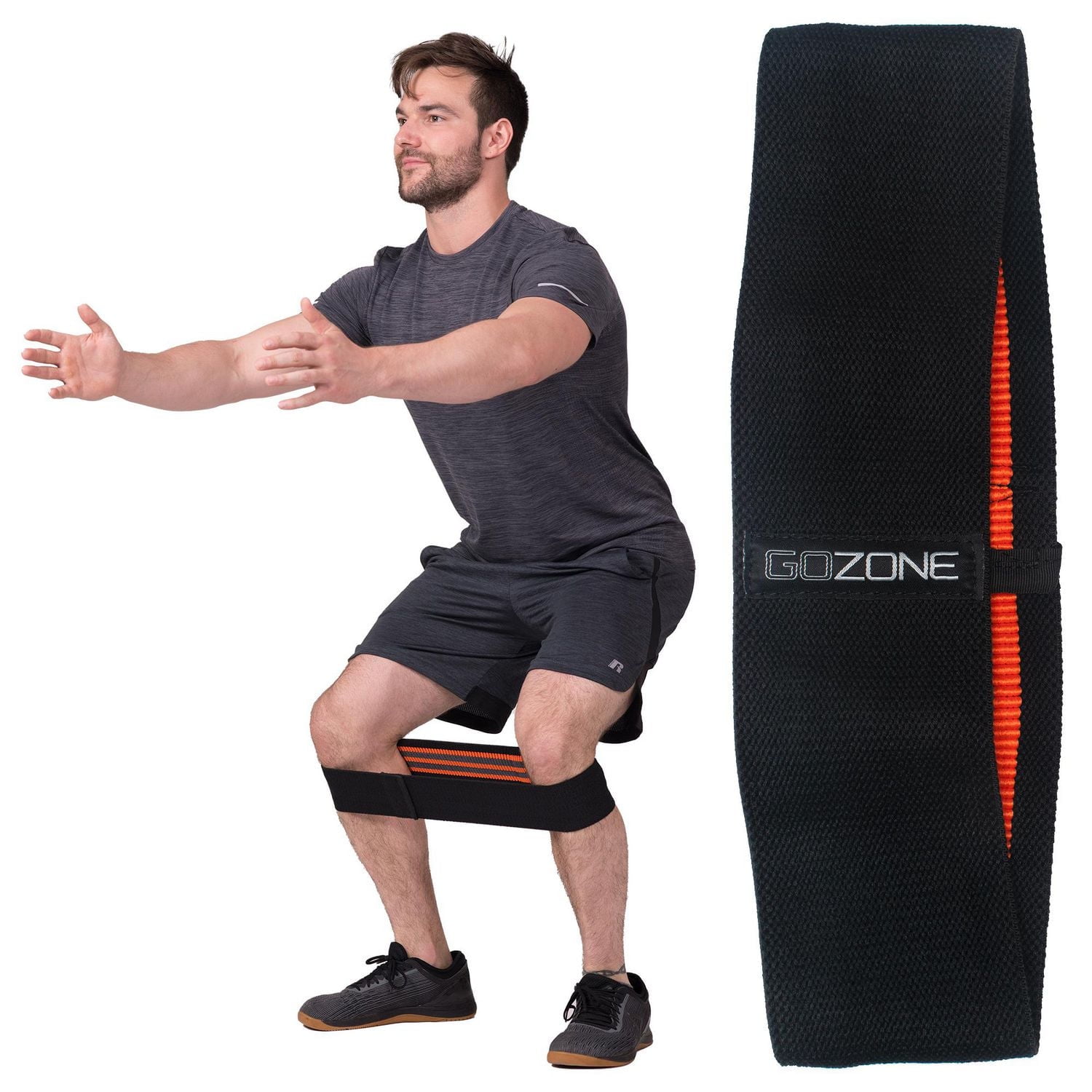 GoZone Solid Fabric Resistance Band – Black/Orange, Non-slip design
