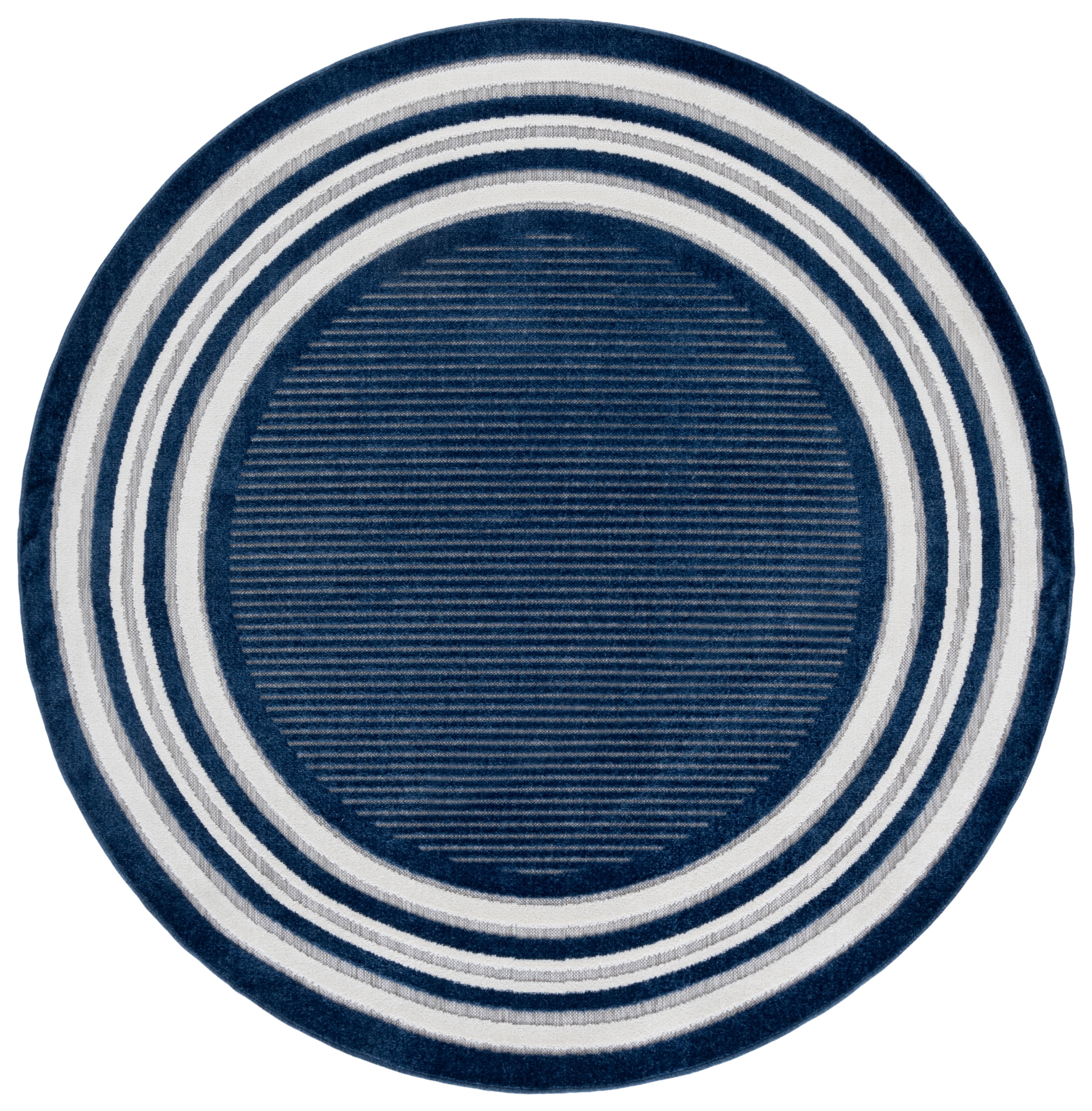 Safavieh Cabana Henry Striped Indoor/Outdoor Area Rug, Blue/Ivory, 6'7" x 6'7" Round