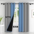 thumbnail image 2 of Lfeey Gray Blue Blackout Curtains 63 Inches Long, Room Darkening Grommet Curtains, 2 Panels, 2 of 6