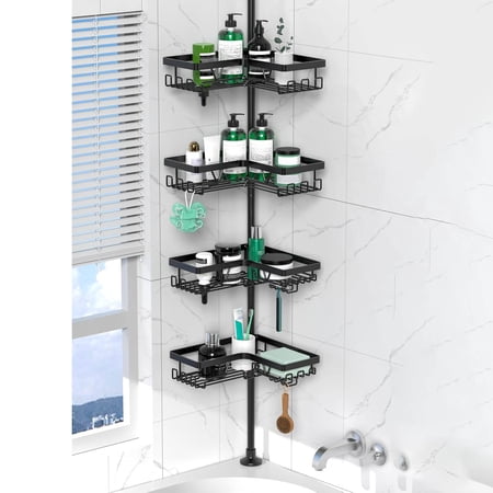 Corner Shower Caddy Tension Pole – Stainless Steel Rustproof Shower Corner Caddy for Bathtub Bathroom Shower Organizer Shelves Adjustable Pole Black Corner Shower Caddy Tension Pole – Stainless Steel Rustproof Shower Corner Caddy for Bathtub Bathroom Shower Organizer Shelves Adjustable Pole Black