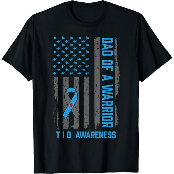 t-shirt Type 1 Diabetes Awareness T1D Dad of Warrior Type 1 Diabetic T-Shirt.