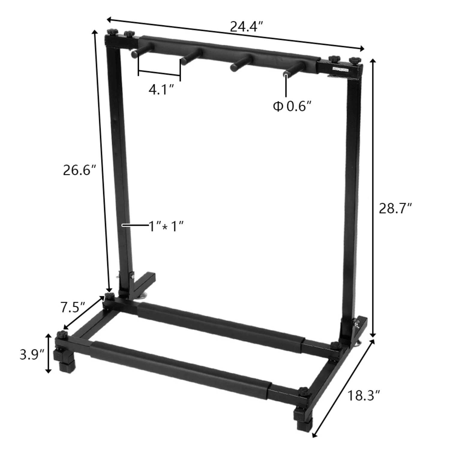 Hassch Guitar Stand Rack with Folding Design, Portable Guitar Holder for 3 Guitars, Guitar Display for Studio & Home, Black
