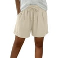 thumbnail image 6 of Delayuji Women's Short Solid Color Loose Breathable Elastic Tie Up Cotton Linen Shorts For Women Summer, 6 of 7