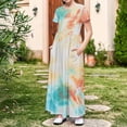 thumbnail image 7 of OGLCCG Girls Summer Maxi Dress Tie Dye Short Sleeve Casual Holiday A Line Flowy Long Dress Loose Boho Beach Dress with Pockets 4-14 Years, 7 of 7