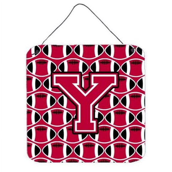 Letter Y Football Crimson & White Wall or Door Hanging Prints