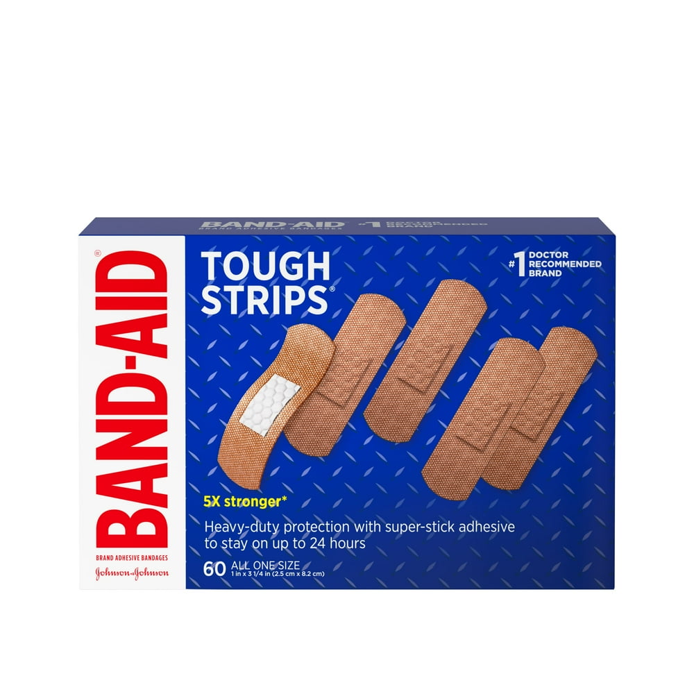 BandAid Brand Tough Strips Adhesive Bandage, All One Size, 60 ct