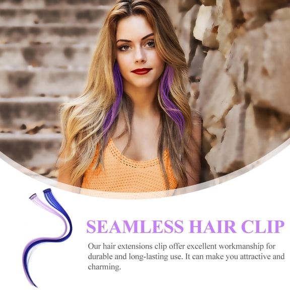 UPOUART 24Pcs One-Piece Blue Hairpiece with Seamless Clip for Hairstyle Decoration