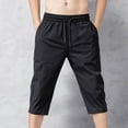 thumbnail image 4 of Men Loose Summer Quick Dry Cool Capri Pants Straight Leg Slacks Long Beach Shorts Sports Big and Tall Size M-5XL Black, 4 of 9