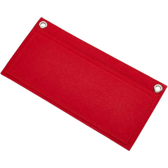 Felt Purse Organizer Insert Handbag Liner Organizer Women Pochette Conversion Kit Rectangle Envelope Bag Insert Liner with Grommet Eyelets for Kirigami Wallet 10.2x5 Inch(Red)