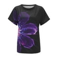 thumbnail image 4 of Fvwitlyh Femmes T-Shirts Femmes Rétro Basique T-Shirt Col Rond Manches Courtes 3D Floral Imprimé Tees Ethnique Style Décontracté Ample Ajusté Chemisiers Noir, XL, 4 of 5